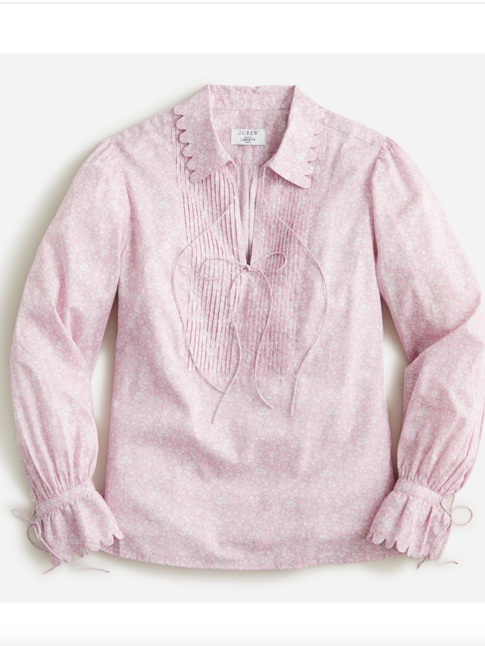 J. CREW Scalloped Popover Top with Pintucks in Liberty Flower Market Print - XS